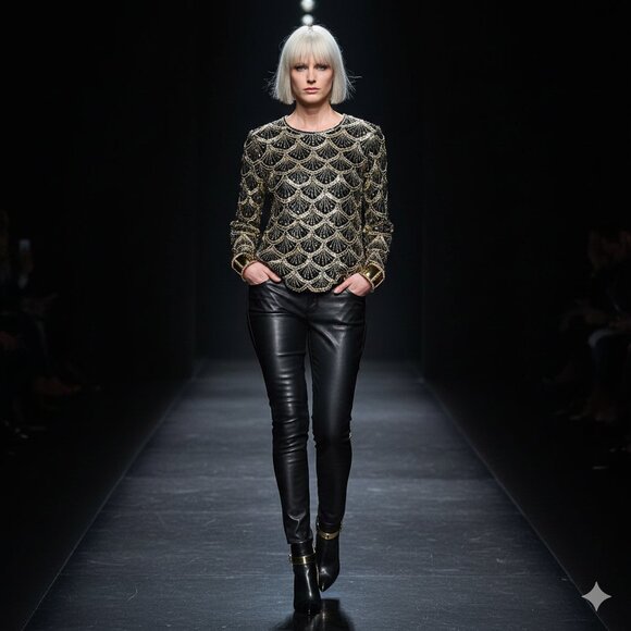 Laurence Kazar Tops - Vintage Laurence Kazar 100% Silk Sequined Size Medium Top